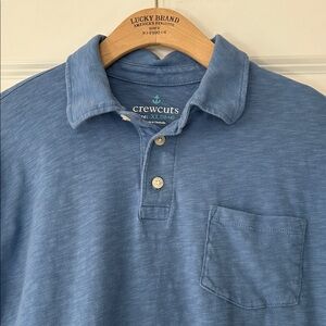Crewcuts Classic Blue Polo Shirt Slub Cotton Sz XL 12-14 with MEASUREMENTS